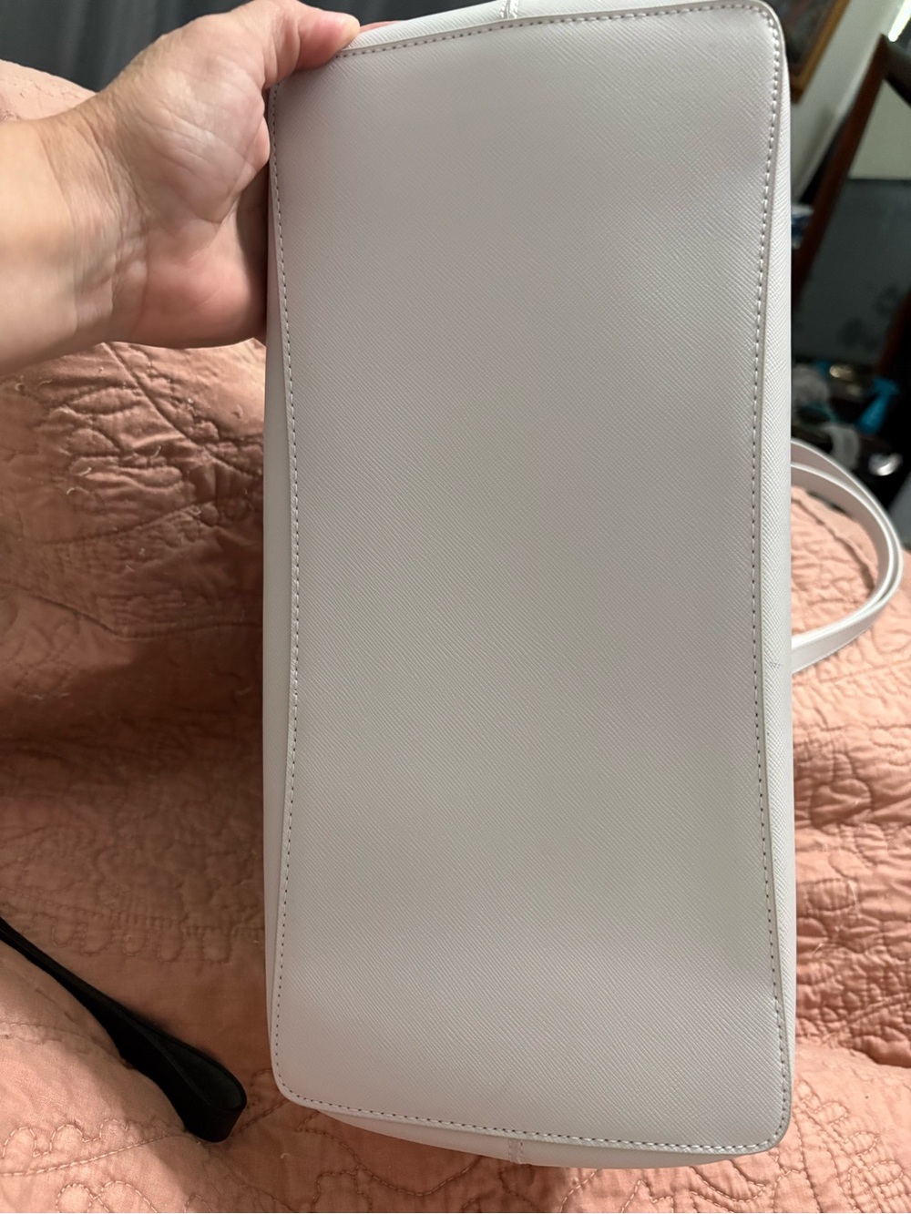 Low start $5 kate spade White Tote with Silver Glitter Trim - Picture 6 of 7